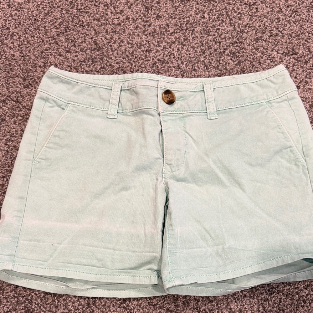 American Eagle Outfitters Mint High-Rise Cotton Shorts